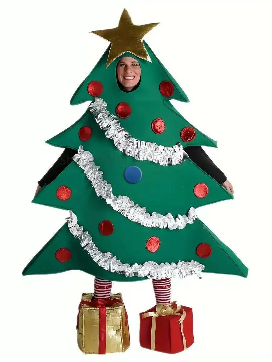 Déguisement Sapin de Noël Adulte avec Couvre-Chaussures Cadeaux – vue 3