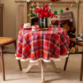 Nappe Ronde de Noël Vintage à Carreaux Rouge et Vert – vue 10