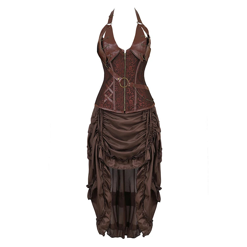 Robe Corset Pirate Steampunk Marron – Grandes Tailles – vue 16