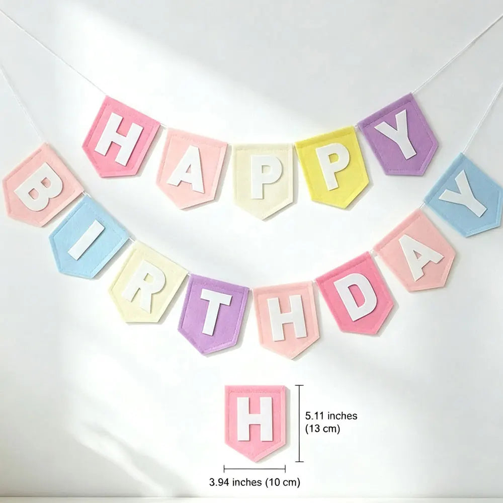 Guirlande Happy Birthday Feutrine Macaron Pastel – vue 6