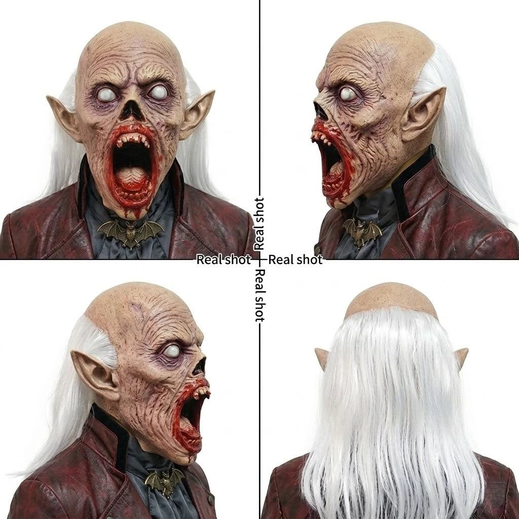 Masque Vampire Démon Ensanglanté à Cheveux Blancs – vue 2