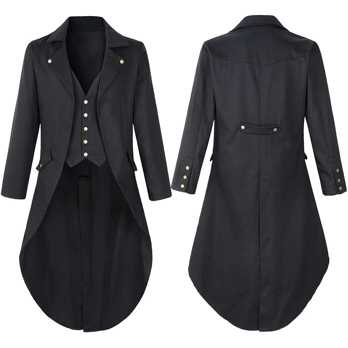 Veste Gothique Steampunk Homme - Costume Médiéval Asymétrique – vue 4