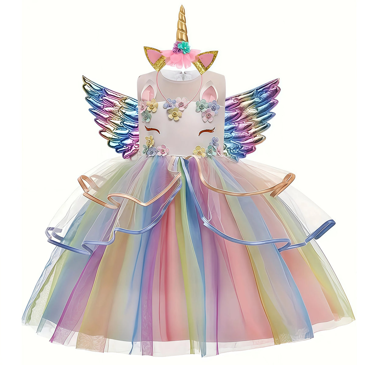 Robe Licorne Arc-en-Ciel Fille en Tulle – vue 6