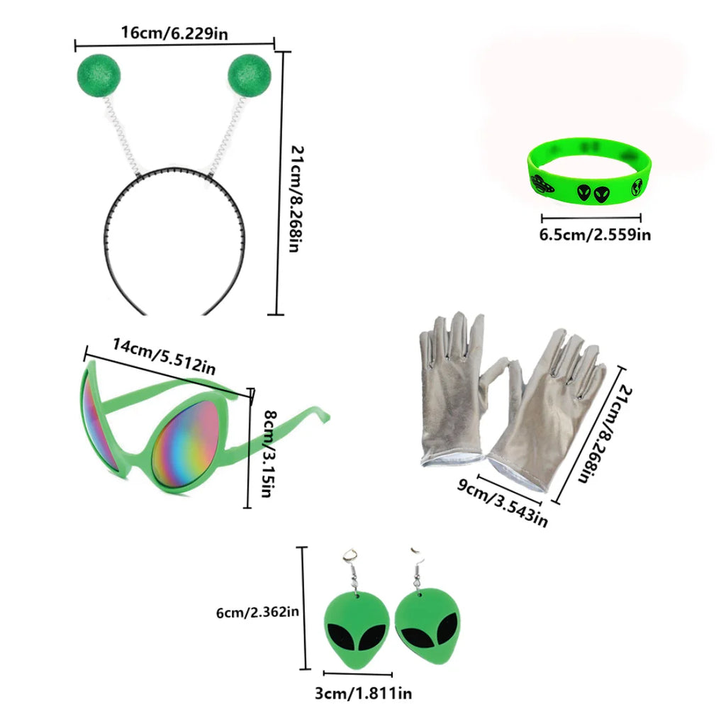 Kit Accessoires Alien – Serre-Tête Antennes et Lunettes – vue 4