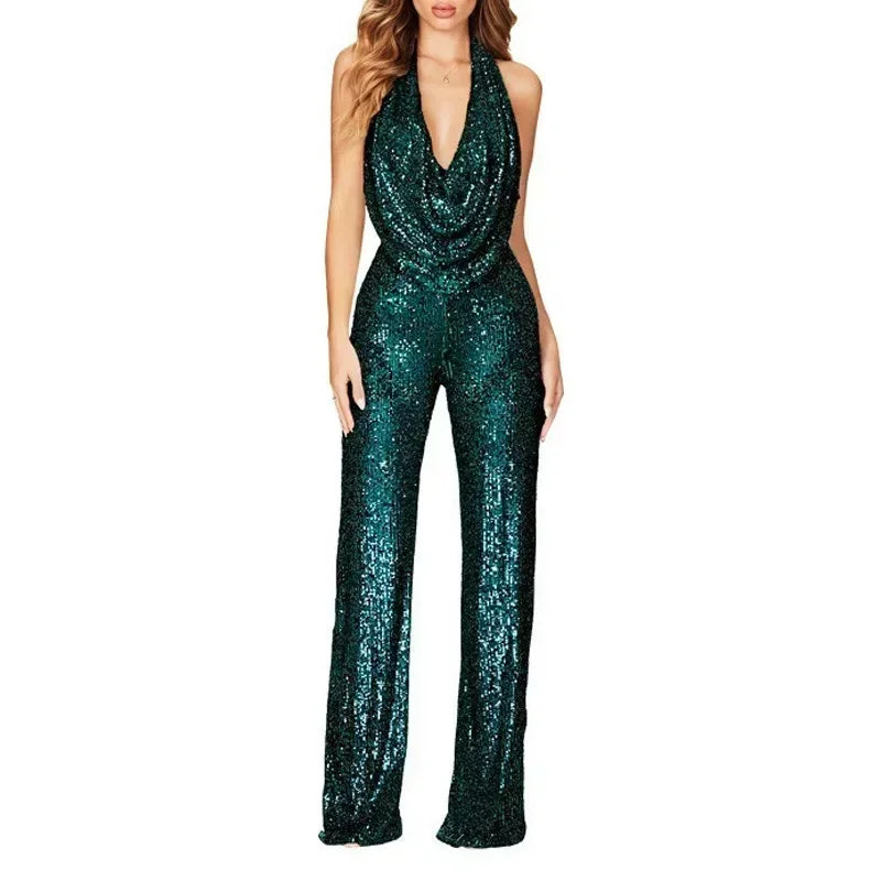 Combinaison Paillettes Femme - Tenue de Soirée Dos Nu – vue 13