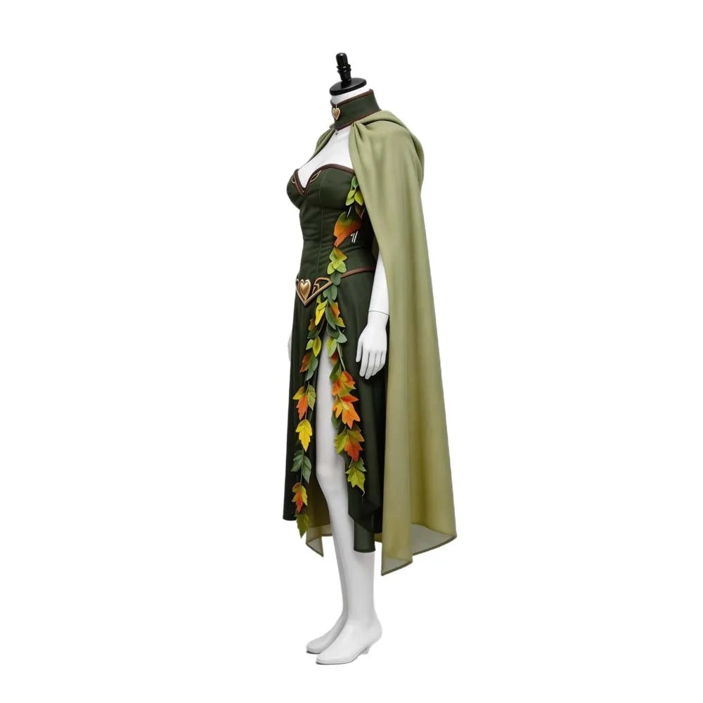 Cape Princesse Elfe Médiévale Brodée à Capuche – Verte – vue 2