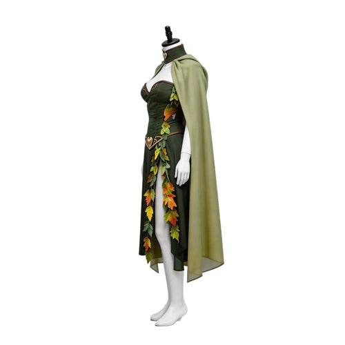 Cape Princesse Elfe Médiévale Brodée à Capuche – Verte – vue 2