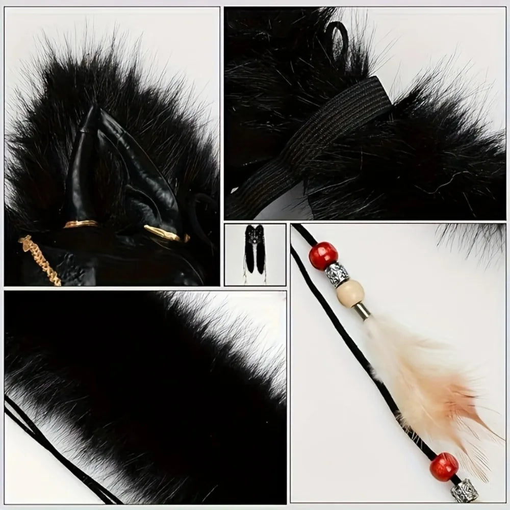 Masque Loup en Fourrure – Coiffe Viking – vue 3