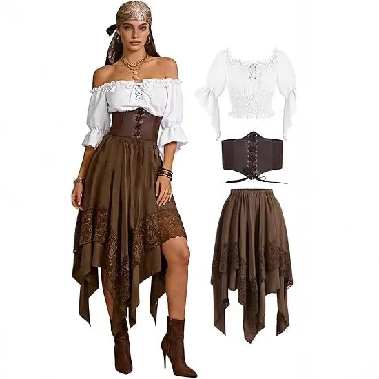 Déguisement Pirate Gothique Femme – Chemise et Jupe Asymétrique – vue 7