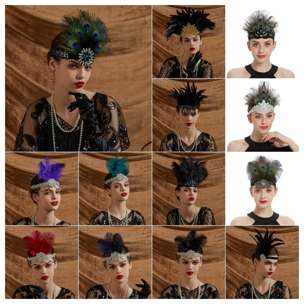 Serre-tête Plumes de Paon Style Années 1920 - Gatsby Vintage – vue 2
