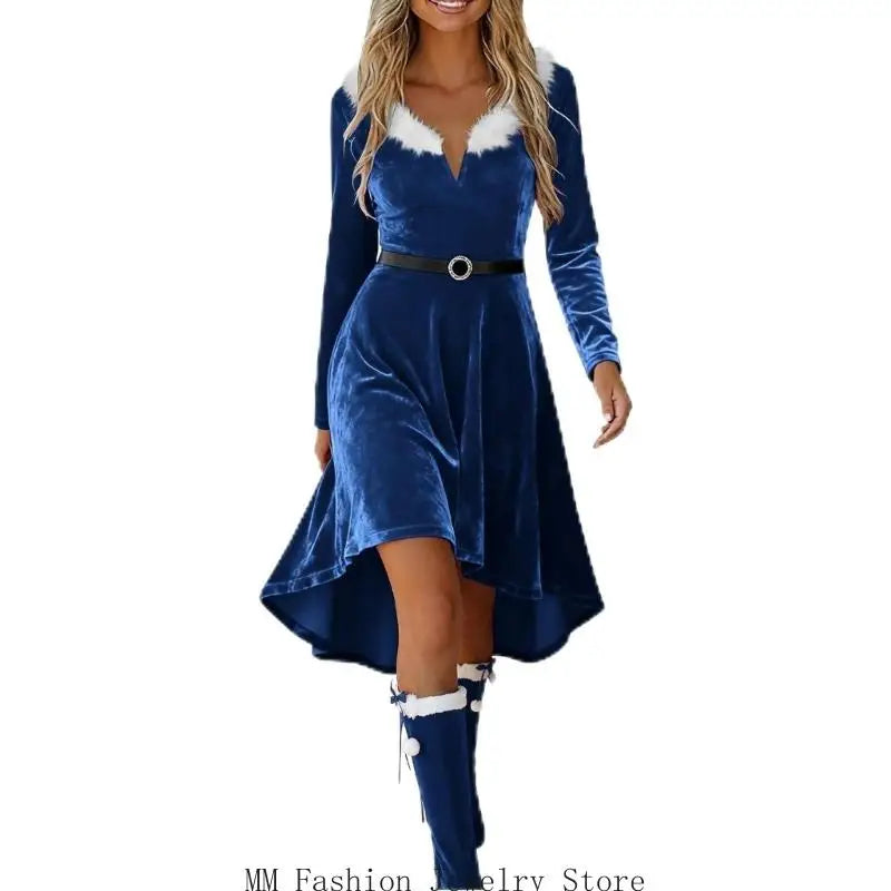 Robe Mère Noël à Franges Femme – Modèle Doré – vue 8