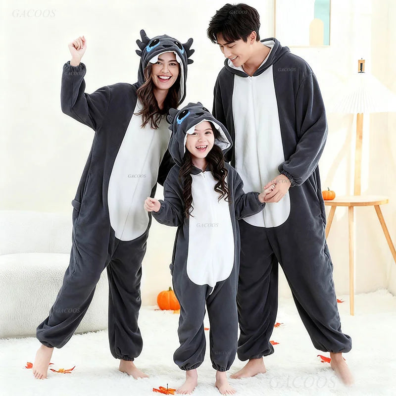 Combinaison Dragon Rouge Famille – Kigurumi à Capuche – vue 3