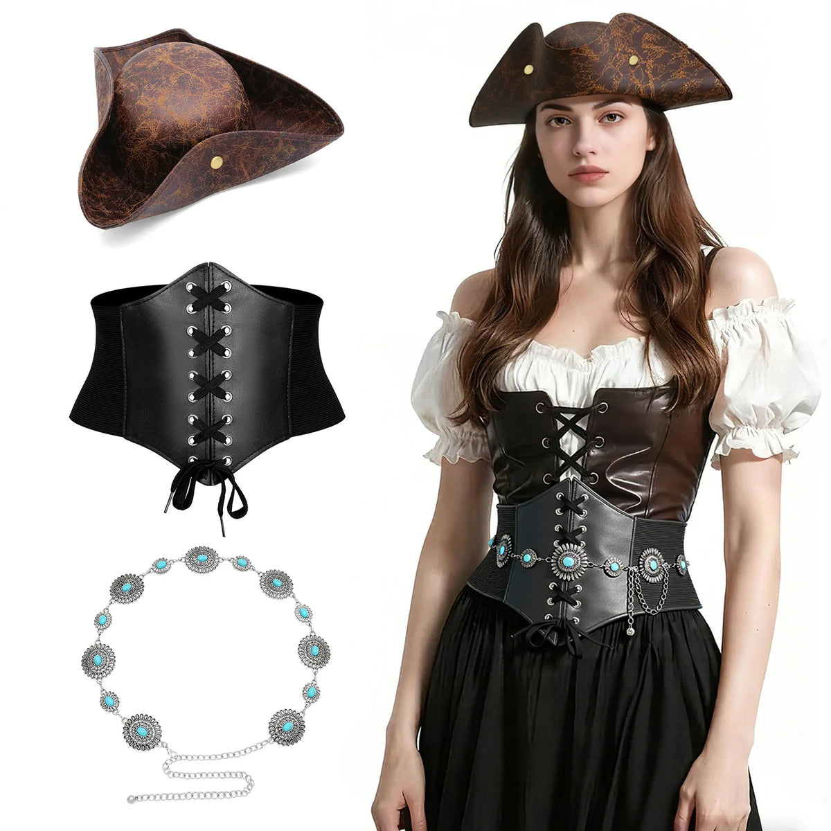 Kit Accessoires Pirate – Foulard et Ceinture Chaîne – vue 11