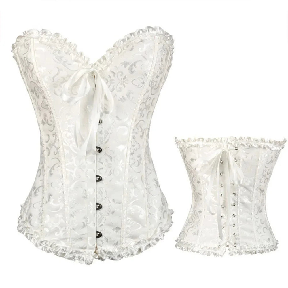 Corset Bustier Jacquard Rose Vintage – vue 5