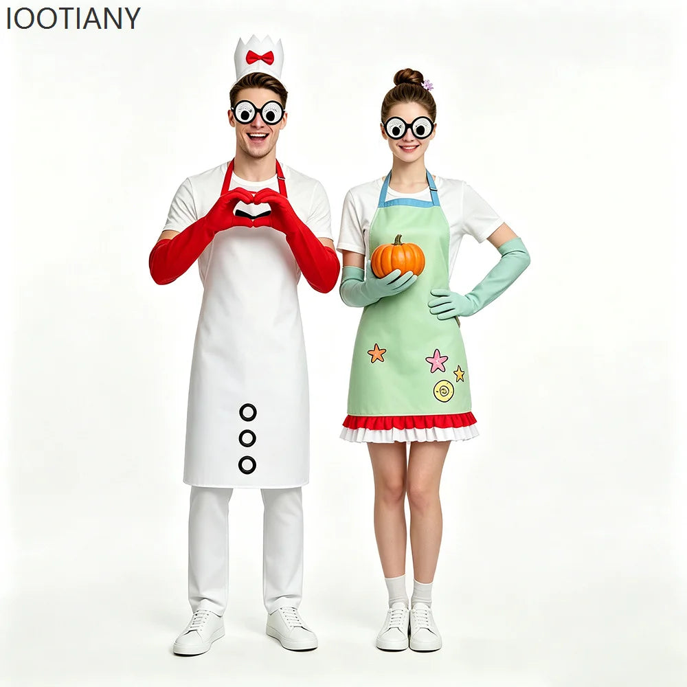 Déguisement Couple Pâtissiers Rigolos – Tablier, Couronne et Lunettes – vue 6