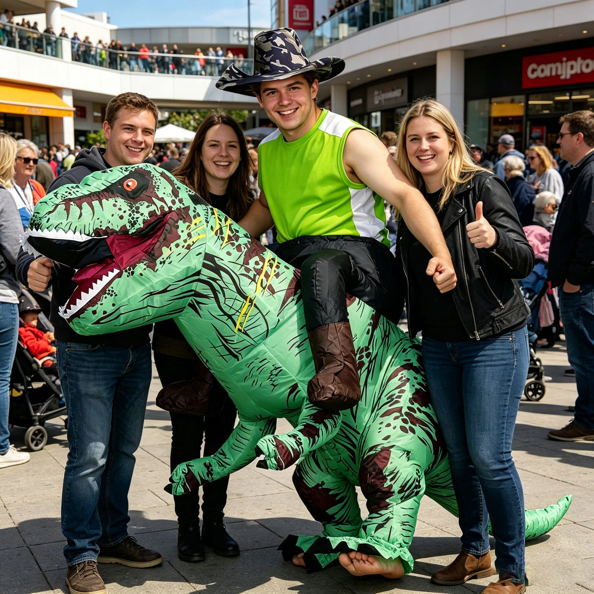 Déguisement Gonflable T-Rex à Chevaucher - Costume Dinosaure Halloween – vue 2