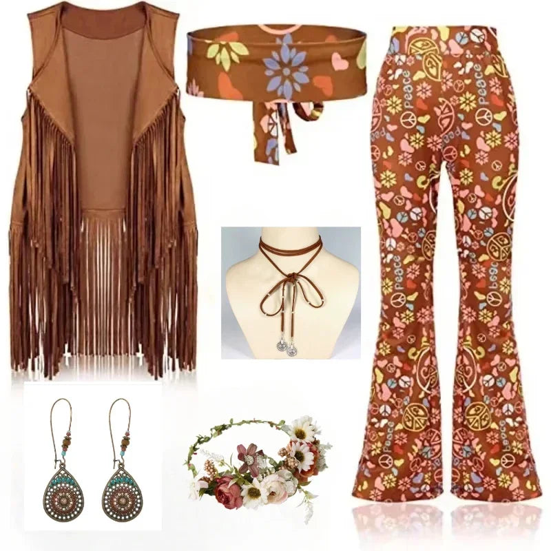 Gilet Hippie à Franges Peace & Love Femme