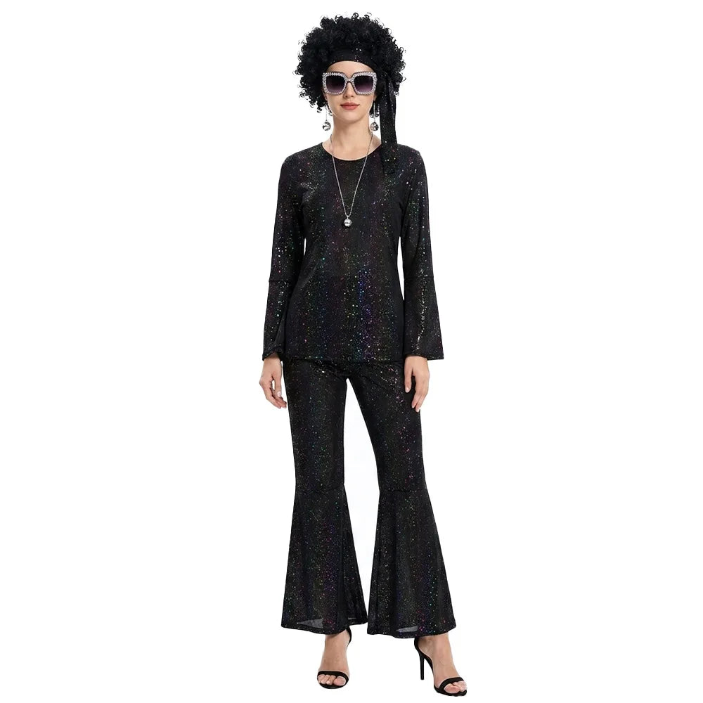 Déguisement Disco Femme Complet avec Lunettes et Perruque – vue 11