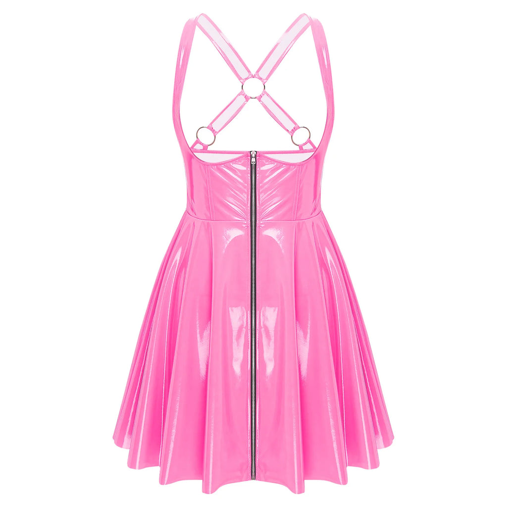 Robe Moulante Effet Cuir Mouillé Gothique Sexy – vue 10
