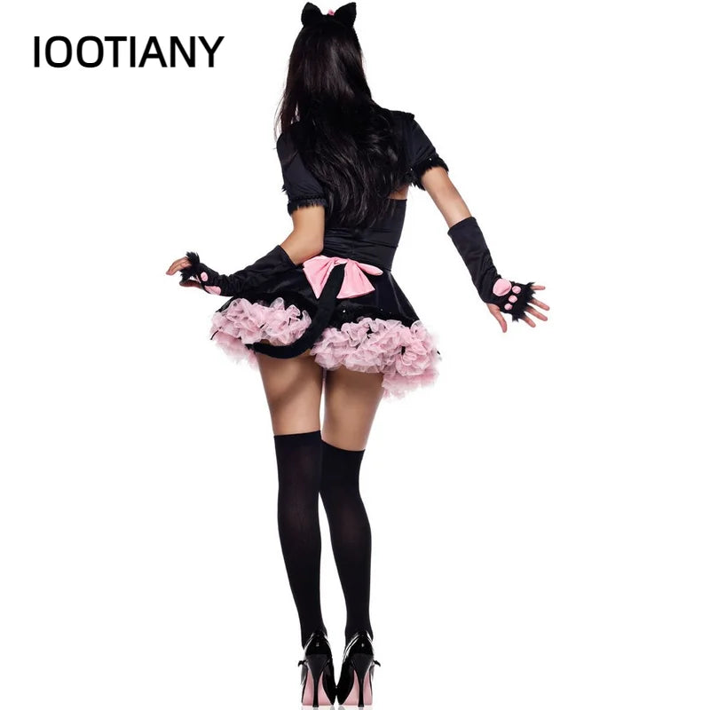 Déguisement Lapine Noire Sexy – Robe, Oreilles, Gants et Cape – vue 3