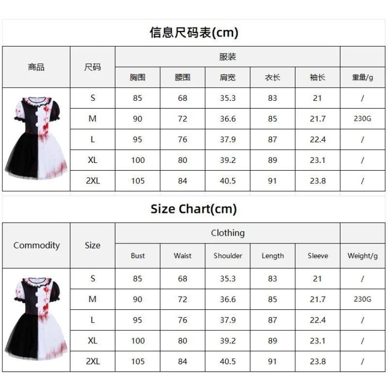 Déguisement Clown Sanglant Femme – Robe Tutu Noire et Blanche – vue 5