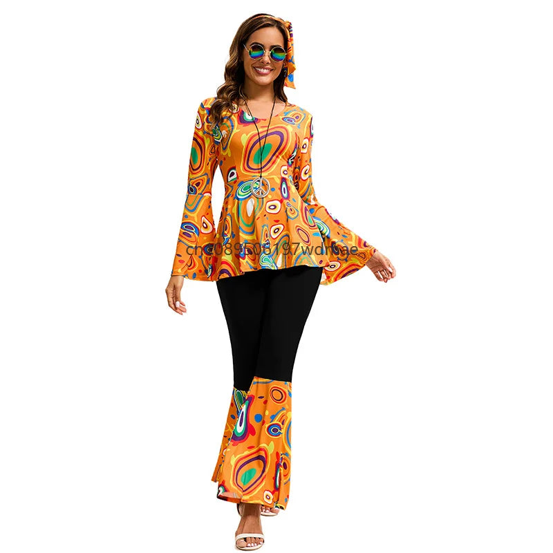 Déguisement Hippie Disco Femme Multicolore avec Bandeau – vue 5