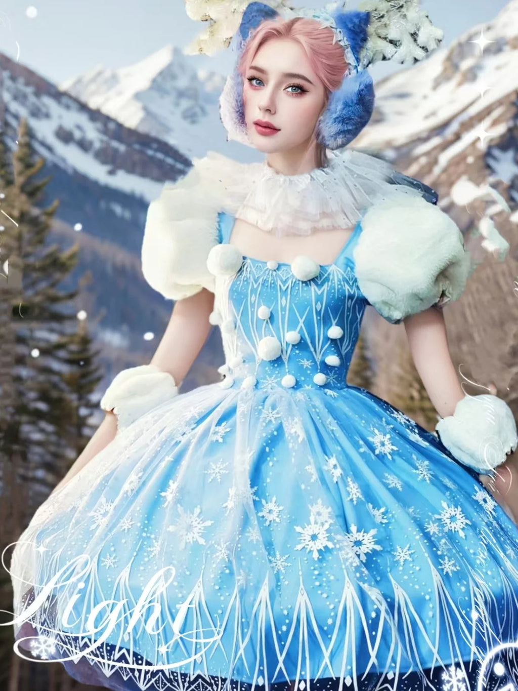 Déguisement Princesse des Neiges — Robe Bleue et Blanche – vue 3
