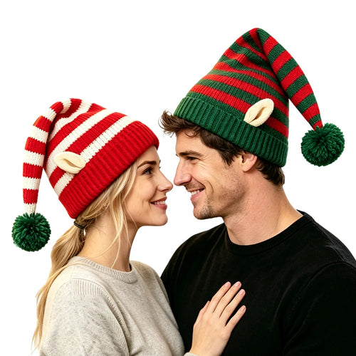 Bonnet de Lutin Tricoté Rayé – 3 Coloris