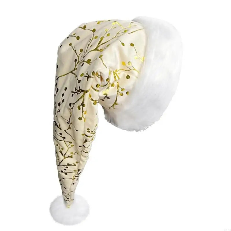 Bonnet de Noël à Motif Doré et Bordure Peluche – vue 3