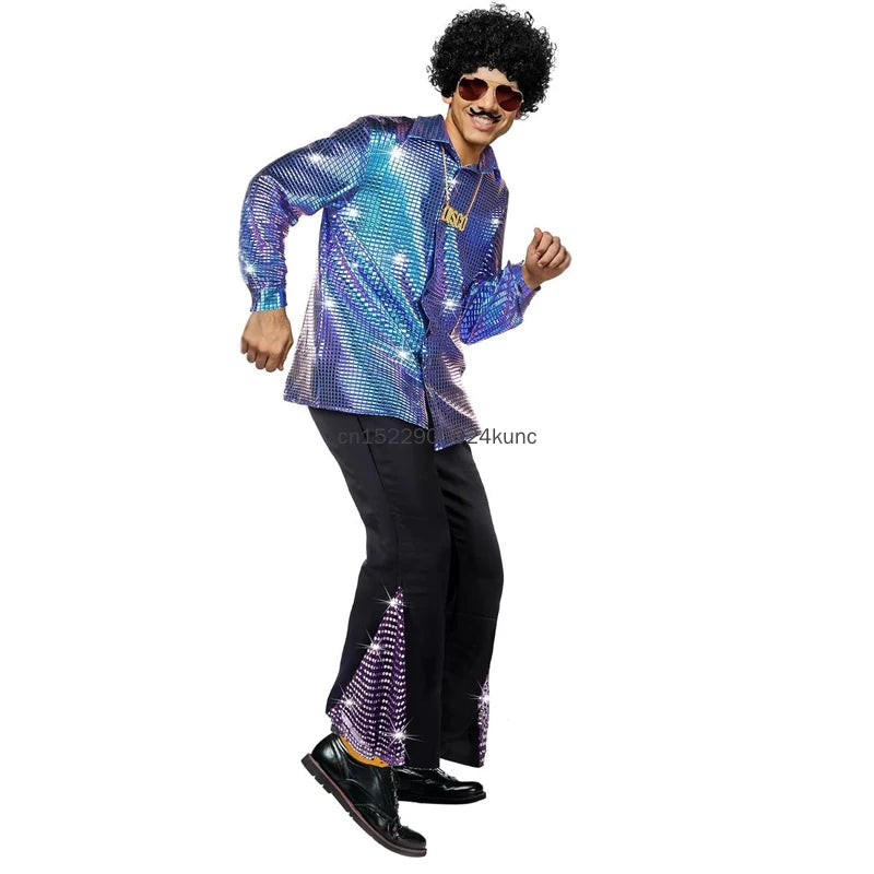 Costume Disco Homme – Chemise Dorée et Pantalon Pattes d'Éléphant – vue 4