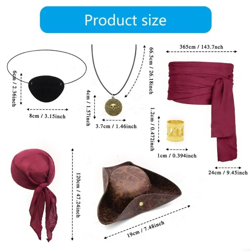 Kit Pirate – Foulard, Collier, Cache-Œil et Ceinture – vue 4