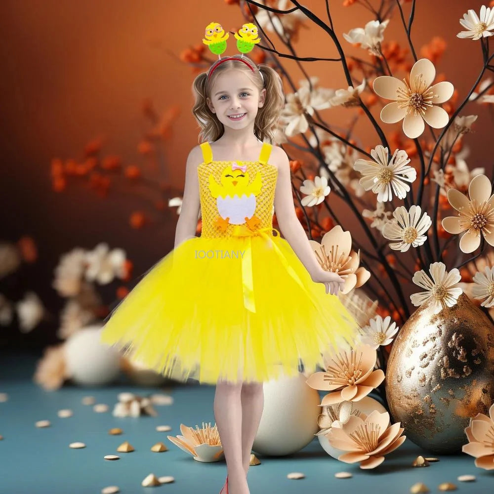 Robe Tutu Poussin Jaune Fille – vue 3