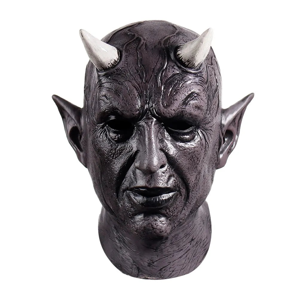 Masque Démon à Cornes en Latex – Masque d'Horreur Intégral