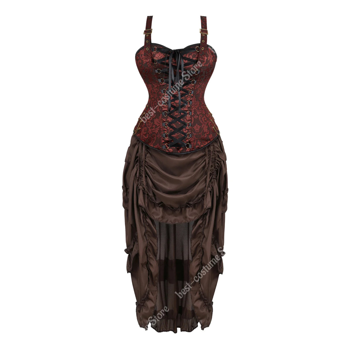 Robe Corset Pirate Steampunk Marron – Grandes Tailles – vue 3