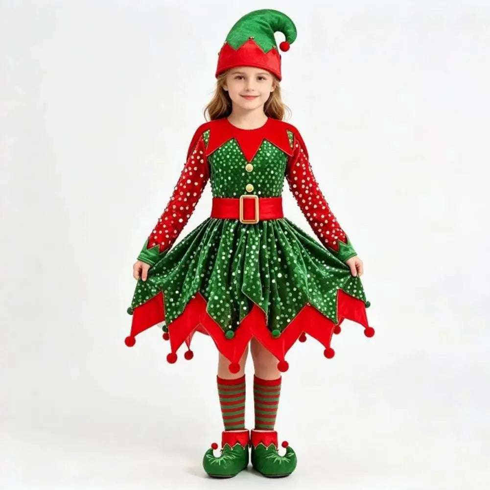Robe Lutine à Sequins Fille avec Chaussettes Rayées – vue 2