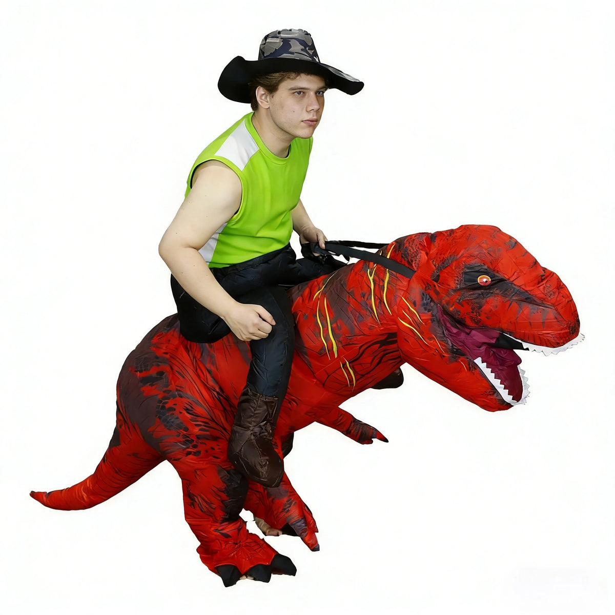 Déguisement Gonflable T-Rex à Chevaucher - Costume Dinosaure Halloween – vue 11
