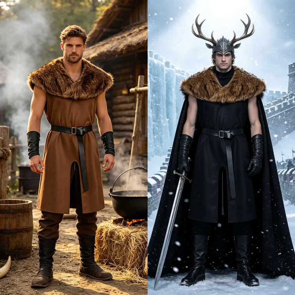 Déguisement Viking Homme Col Fausse Fourrure