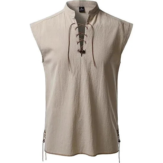 Chemise Pirate Sans Manches à Lacets Homme – vue 10