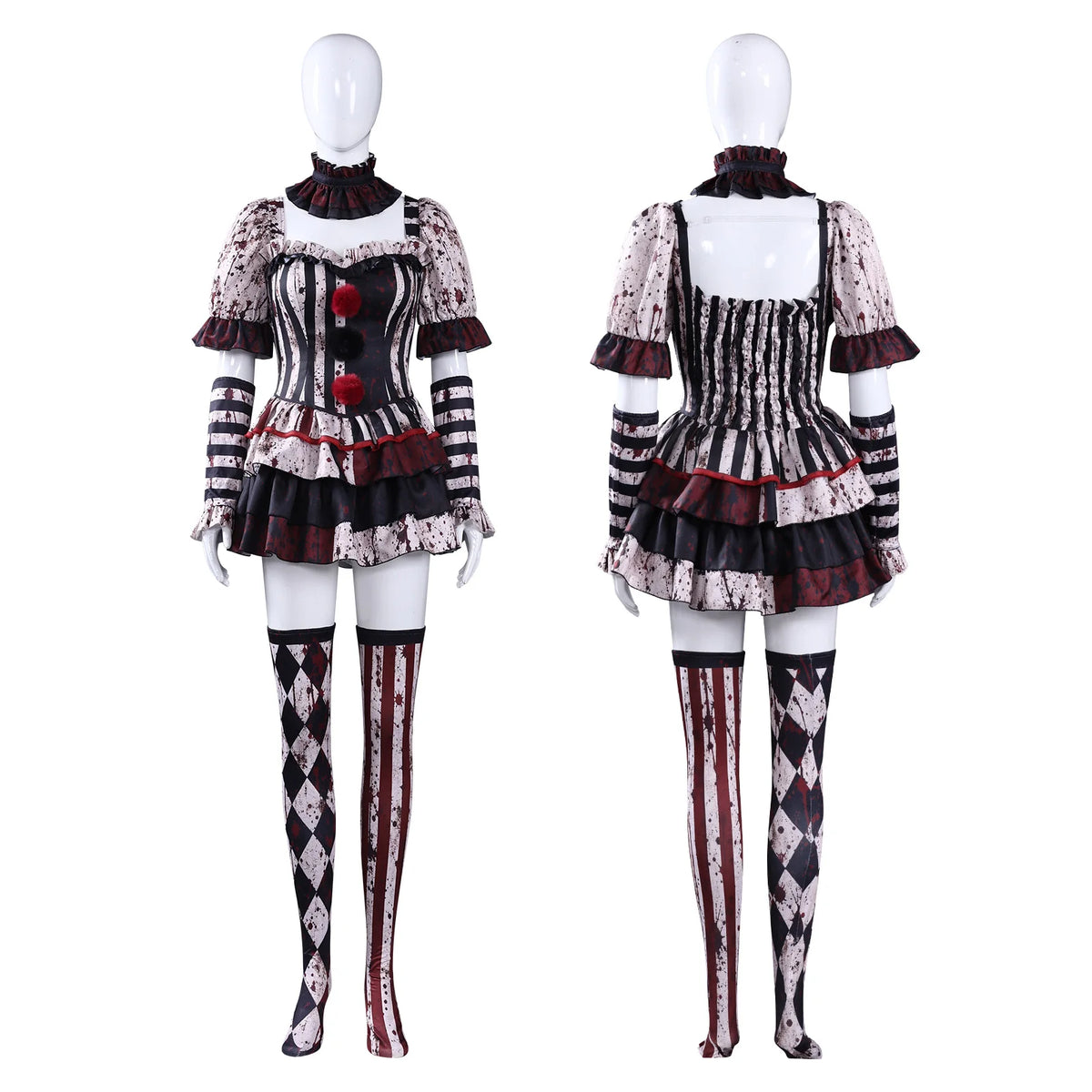Déguisement Clown Tueur Femme avec Ras-de-Cou – vue 2