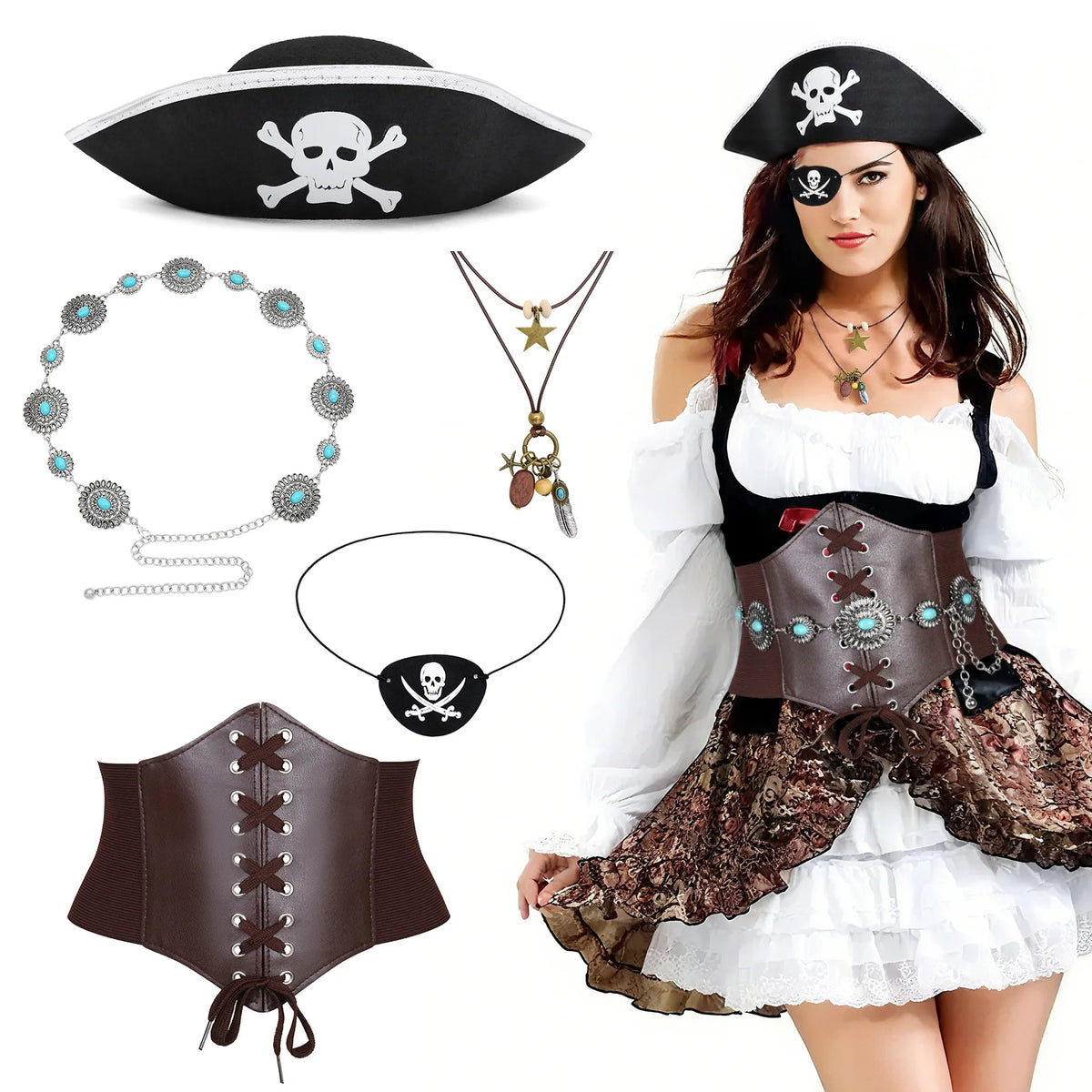 Kit Accessoires Pirate – Foulard et Ceinture Chaîne – vue 8