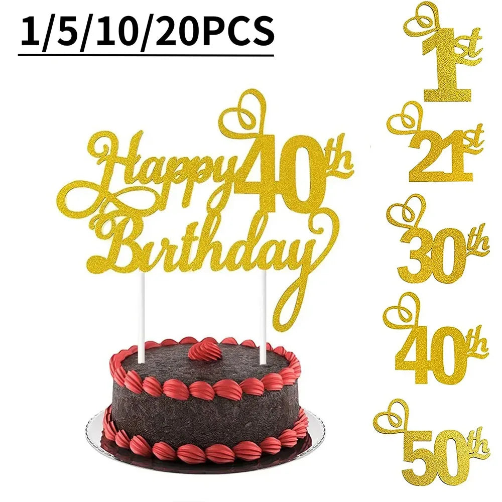 Topper Gâteau Happy Birthday Chiffre d'Âge