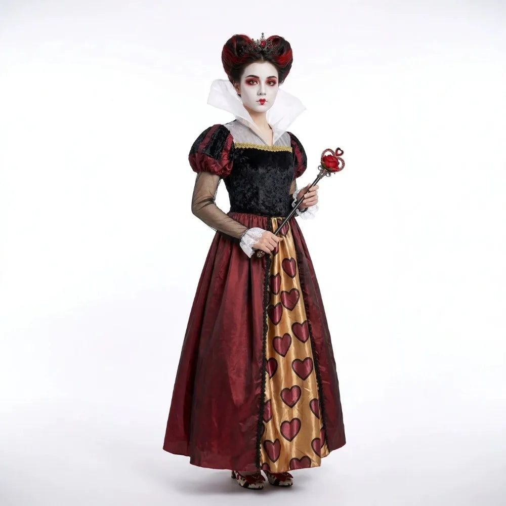 Déguisement Reine de Cœur — Robe Rouge, Couronne et Perruque – vue 4