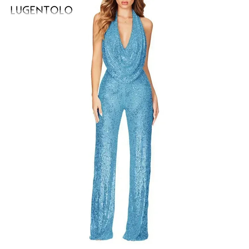 Combinaison Paillettes Femme - Tenue de Soirée Dos Nu – vue 4