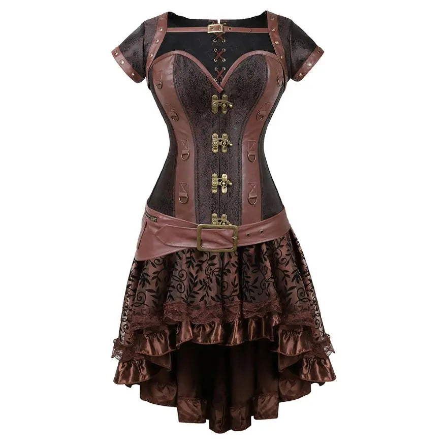Ensemble Corset Steampunk Sexy et Jupe Asymétrique – vue 5