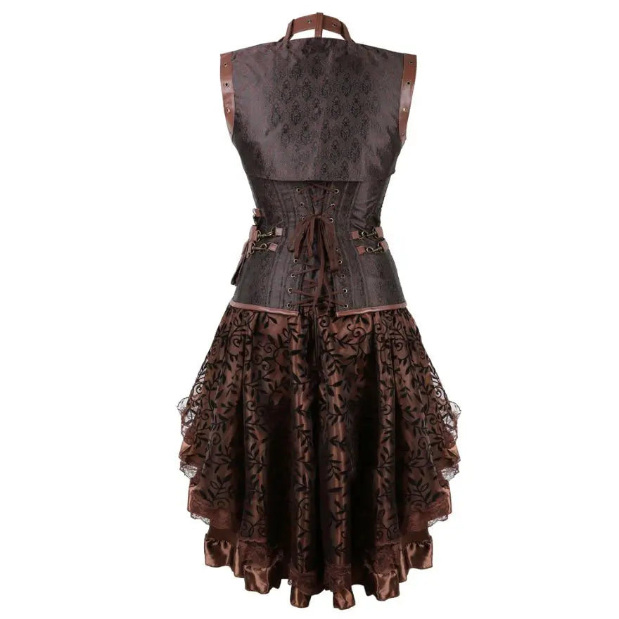 Ensemble Corset Steampunk Sexy et Jupe Asymétrique – vue 3